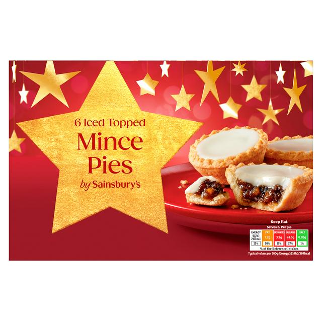 Sainsbury's 6 x Iced Topped Mince Pies 305g - gallery image 1