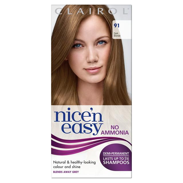 Clairol Nice'n Easy Non Permanent Hair Dye No Ammonia Dark Blonde 91 |  Sainsbury's