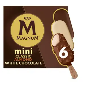 Magnum Mini Classic Almond & White Chocolate Ice Cream Sticks 6x55ml