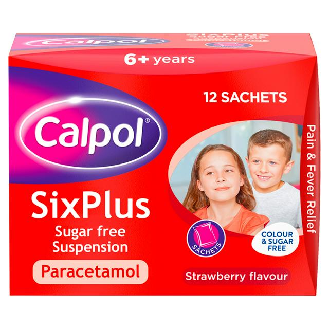 Calpol SixPlus Sugar Free Suspension Strawberry Flavour 6+ Years 12 x 5ml