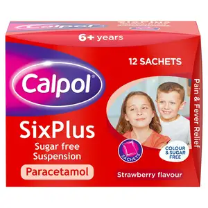 Calpol SixPlus Sugar Free Suspension Strawberry Flavour 6+ Years 12 x 5ml