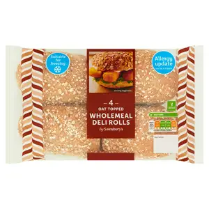 Sainsbury's Large Oat Topped Wholemeal Deli Rolls x4