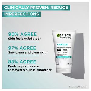 Garnier Pure Active 3in1 Clay Mask Wash Scrub for Oily Skin 150ml - gallery image 2