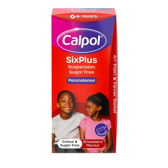 Calpol Sugar Free Suspension, Strawberry Flavour 6+ 80ml