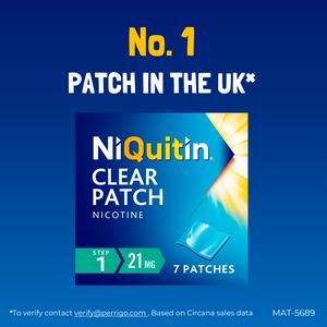 NiQuitin Clear Patch Step 1 Quit Smoking Aid - 14 Nicotine Patches for 2 Weeks Treatment 21mg - gallery image 2