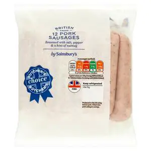 Sainsbury's Butcher's choice British Pork Sausage x12 681g