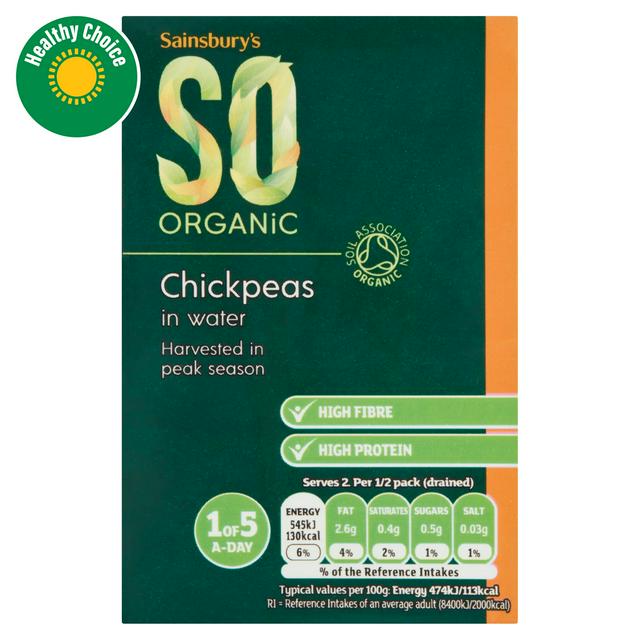 Sainsburys Chickpeas, SO Organic 380g (230g*)