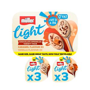 Muller Light Fat Free Yogurts With Chocolate Sprinkles 6x140g - gallery image 2