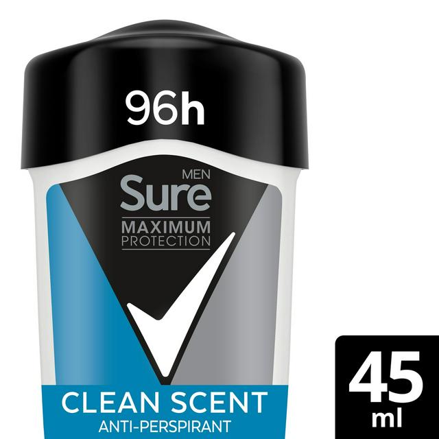 Sure Men Maximum Protection Anti-Perspirant Deodorant Cream, Clean Scent 45ml