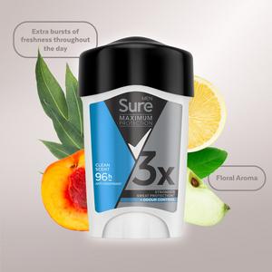 Sure Men Maximum Protection Anti-Perspirant Cream Stick Deodorant, Clean Scent 45ml - gallery image 3