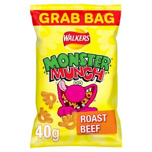 Walkers Monster Munch Snacks - Roast Beef 40g