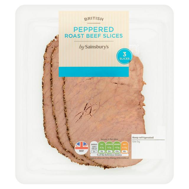 Sainsbury S British Peppered Cooked Roast Beef Slices X3 85g Sainsbury S Sainsbury S British Peppered Cooked Roast Beef Slices X3 85g Sainsbury S