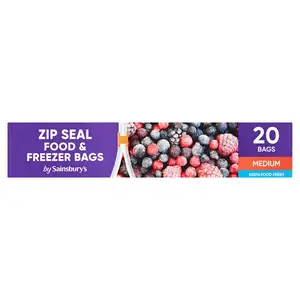 Sainsbury's Food Bags, Medium Zip & Seal 27.5x26cm x20