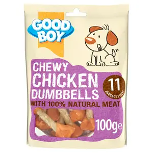 Good Boy Pawsley & Co Chewy Chicken Dumbbells Dog Treats 100g