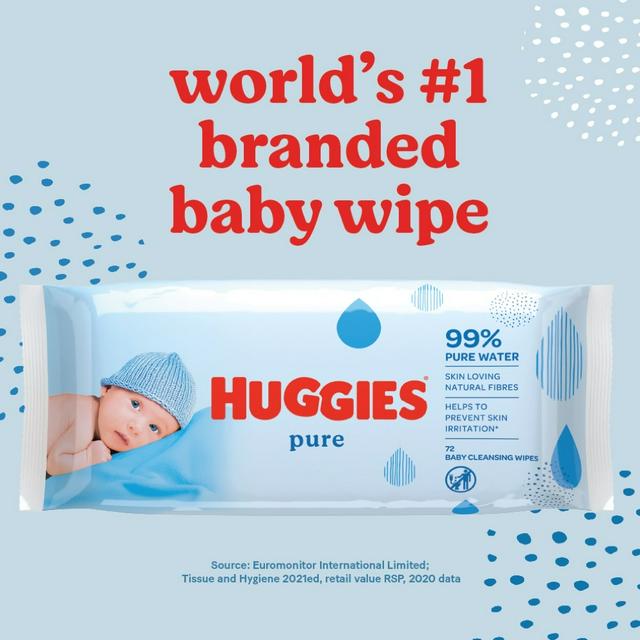Huggies Pure Sensitive Newborn Wet Baby Wipes, 99% Water - 1 Pack (56 Wipes)