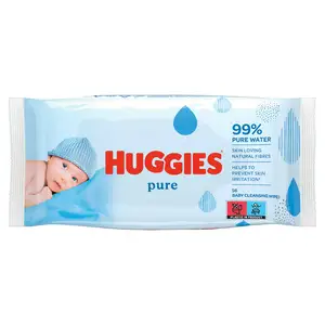 Huggies Pure Sensitive Newborn Wet Baby Wipes, 99% Water - 1 Pack (56 Wipes)