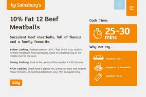 Sainsbury's British or Irish 10% Fat 12 Beef Meatballs 350g - gallery image 2