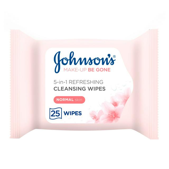 Johnson's Make Up Be Gone Facial Wipes, Refreshing x25