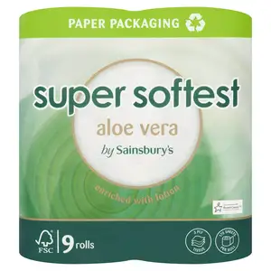 Sainsbury's Super Soft Toilet Tissue, Aloe Vera x9 Rolls