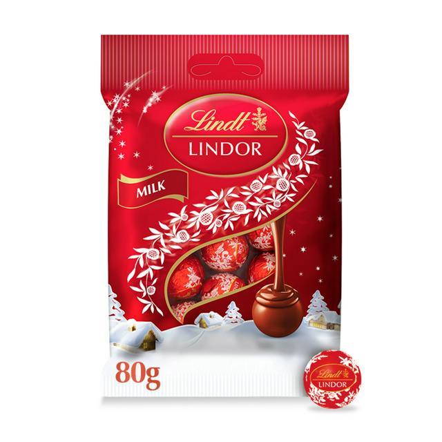 Lindt Lindor 80g Christmas Milk Chocolate Mini Truffles Bag - gallery image 1