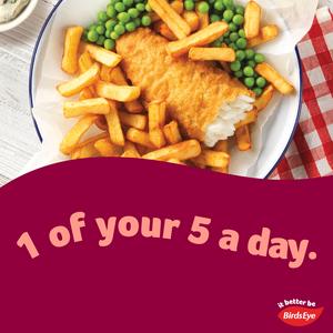 Birds Eye Battered Cod Chips & Peas 395g - gallery image 3