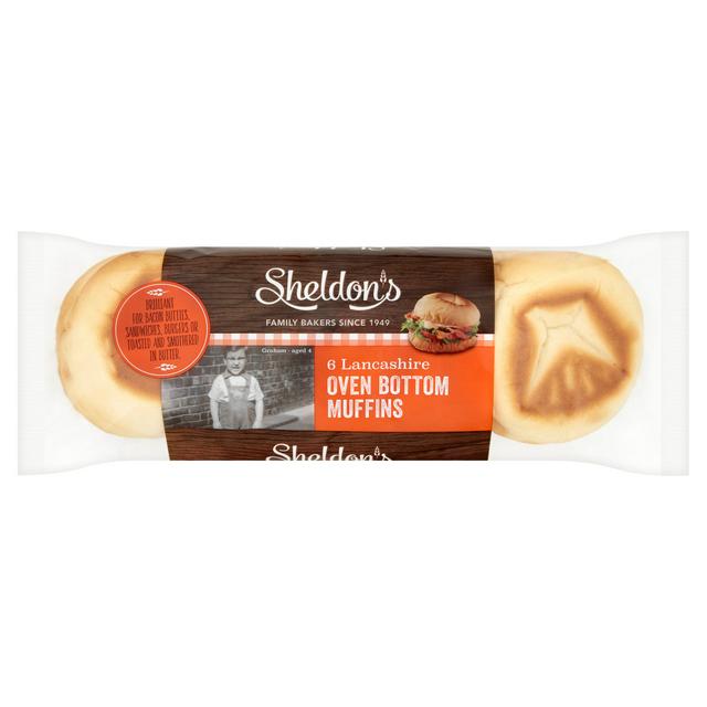 Sheldons White Oven Bottom Muffins x6
