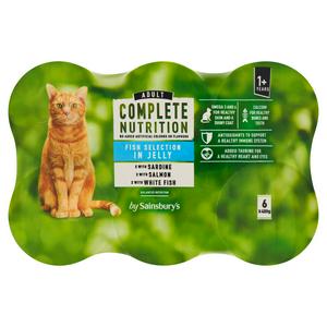 Sainsbury s Complete Nutrition 1 Adult Cat Food Fish Selection in Jelly 6x400g Sainsbury s