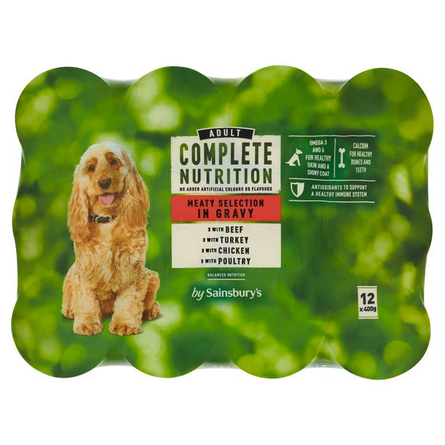 Sainsbury's Complete Nutrition Adult Dog Food Meat Selection in Gravy ...