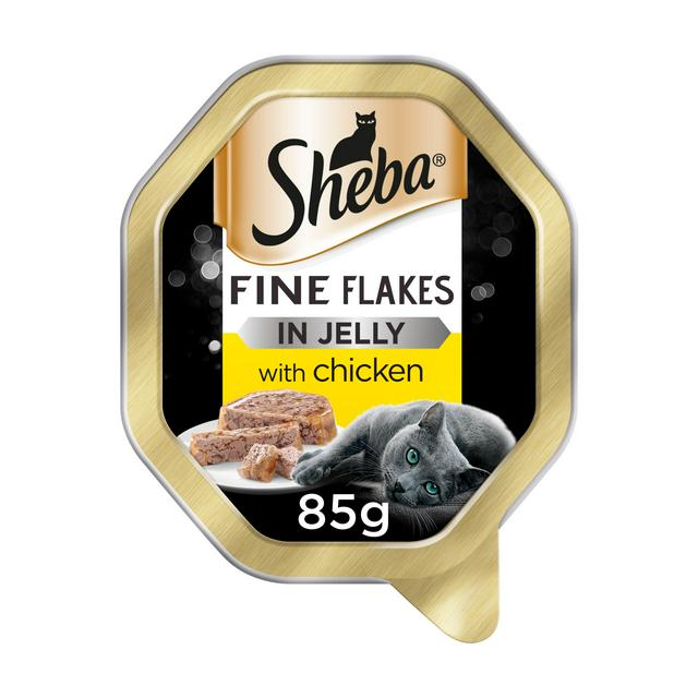 Sheba Fine Flakes in Jelly Wet Adult 1+ Cat Food Tray with Chicken 85g