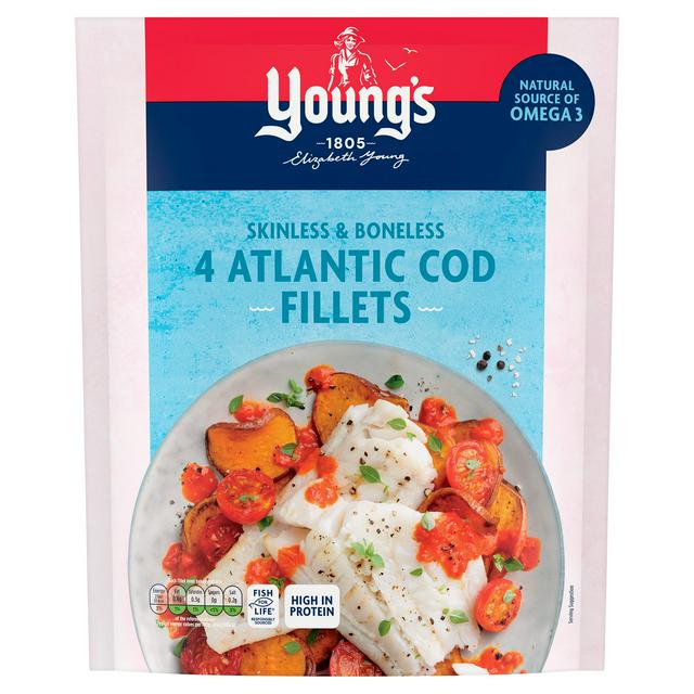 Young's Skinless Boneless Atlantic Cod Fillets x4 350g Sainsbury's