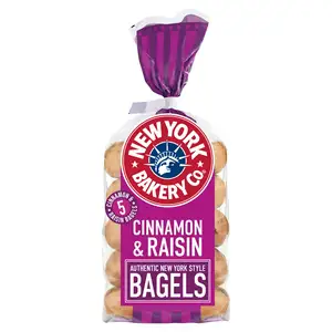 New York Bakery Co. Bagels, Cinnamon & Raisin x5