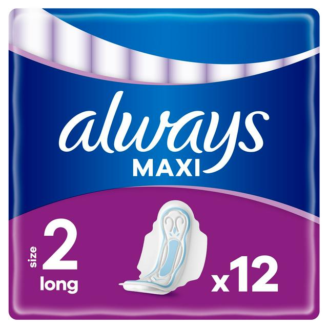 Always Maxi Long (Size 2) Sanitary Towels Wings x12
