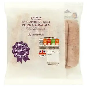 Sainsbury's Butcher's choice Cumberland British Pork Sausage x12 681g