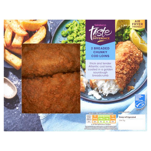 Sainsbury's Breaded Chunky MSC Cod Loins, Taste the Difference x2 350g