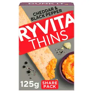 Ryvita Thins Cheddar & Black Pepper Flatbread Crackers 125g