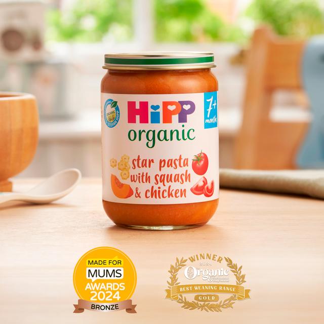 HiPP Organic Star Pasta with Squash Chicken Baby Food Jar 7+