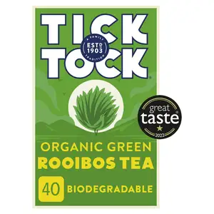 Tick Tock Organic Green Rooibos Tea 40 Biodegradable Bags 72g