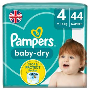 Pampers Baby-Dry Size 4, 44 Nappies, 9-14kg, Essential Pack
