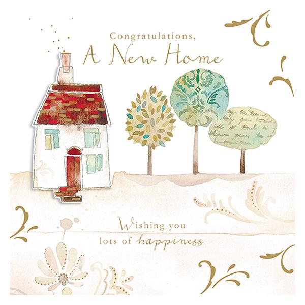 New Home Card with Classic House and Trees Greeting Card - gallery image 1