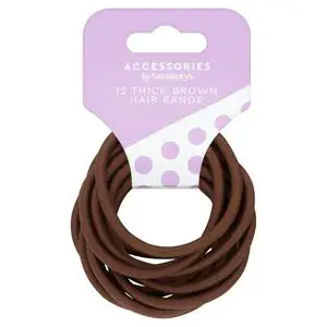 Sainsbury's Thick Pony Bands, Brown x12