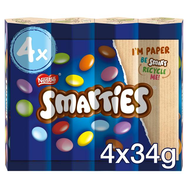 Smarties Milk Chocolate Sweets Tube Multipack x4 38g