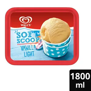 Wall's Soft Scoop Vanilla Light Reduced Fat Ice Cream Dessert Tub 1.8L