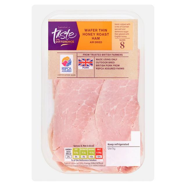 Taste the Difference Sainsbury's Air Dried English Honey Roast Wafer Thin Lean Cooked British Ham, Taste the Difference 120g