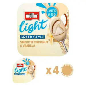 Müller Light Greek Style Coconut With A Hint Of Vanilla Yogurt 4x115g