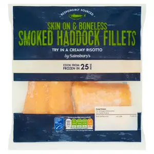 Sainsbury's Skin On & Boneless Smoked Haddock Fillets 360g