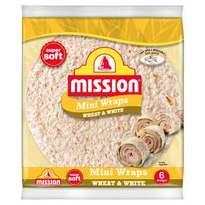 Mission 6 x Wheat & White Mini Tortilla Wraps 186g - video