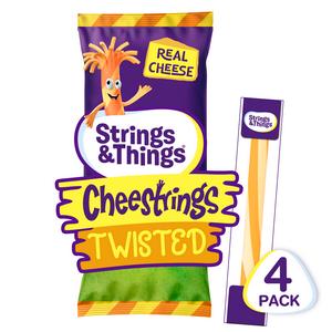 Strings & Things Twisted Cheestrings Cheese Snack x4 80g - gallery image 2