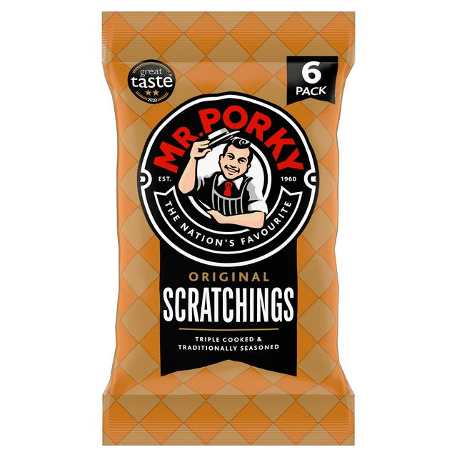 Mr Porky Original Pork Scratchings x6 16.5g - gallery image 1