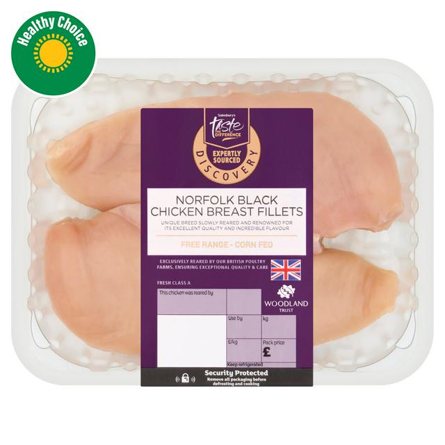 Sainsbury's 2 Free Range Norfolk Black Corn Fed British Chicken Breast Fillets (Approx. 355g) - gallery image 1