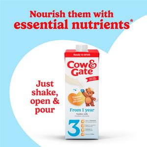 Cow & Gate 3 Toddler Milk Formula Liquid 1+ Years Ready To Feed 1L - gallery image 2
